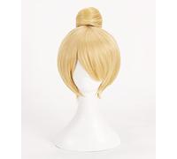 HBYLEE Wig Anime Cosplay Rol Juego de rol para princesa Campanilla de Campanilla Cosplay Pelucas de pelo corto rubio con peluca de moño [color: según plan]