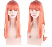 HBYLEE - Wig Anime Cosplay Silence Suzukat Mujer Anime Cosplay Disfraces Bonito Derby Año Cosplay Use peluca larga recta sintética naranja [Color:-]