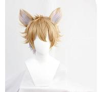 HBYLEE - Wig Anime Cosplay Twisted-Wonderland Ruggie Bucchi Flaxen Short mit Ohr Cosplay Hitzebeständiges Kunsthaar Karneval Halloween Party + Perückenkappe[Farbe:-]