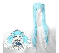 HBYLEE - Wig Anime Cosplay Vocaloid 2019 Snow Princess Blue Mixed White Ponytails Cosplay Wigs [Color:blue]