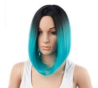 HBYLEE -Wig for cosplay 30 cm Straight Short Ombre Wig Cosplay Anime Heat Resistant Synthetic Hair Women Black Blue Grey Pink Short Bob Wigs for Party Sky Blue