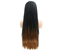 HBYLEE -Wig for cosplay Afro America Handmade Box Braided Wigs for Women Cosplay Festival Black Ombre Medium Brown Natural Color Sintético Encaje Frontal Wigs for Drag Queen
