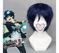 HBYLEE -Wig for cosplay Anime Ao No Blue Exorcist Okumura Rin Cosplay Wig Short Blue Heat Resistant Synthetic Hair Wigs + Wig Cap