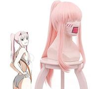 HBYLEE -Wig for cosplay Anime Coser Wig New Favourite in Le Franxx 02 Cosplay Wigs Zero Two Wigs Pink Synthetic Hair Heat Resistant Cosplay Wig Hair + Wig 100 cm Long