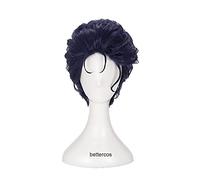 HBYLEE -Wig for cosplay Anime Cosplay JoJo's Bizarre Adventure Kujo Jotaro Cosplay Wig Black Blue Mixed Short Heat Resistant Synthetic Hair Wig + Wig Cap