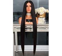 HBYLEE -Wig for cosplay anime cosplay peluca Anime Cosplay peluca media split Pony 39 pulgadas largo pelo liso negro