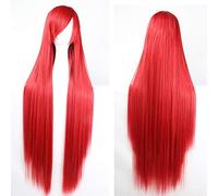 HBYLEE -Wig for cosplay anime cosplay peluca de 100 cm moda barata recta larga Cosplay peluca negro plata blanco rojo azul púrpura rosa verde pelucas de cabello sintético para mujeres rojo