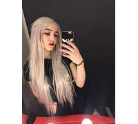HBYLEE -Wig for cosplay Ash Blonde Wig Natural Hairline Heat Resistant Synthetic Lace Front Wigs for Women Ladies Girls Cosplay Straight Half Hand Tied Lace Drag Queen Wigs