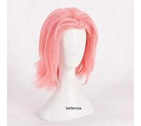 HBYLEE - Wig for cosplay Cosplay Wig Haruno Sakura Cosplay Wigs Short Wig Pink Wig + Heat Resistant Synthetic Wig