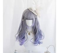 HBYLEE -Wig for cosplay Daily Harajuku Style Popular Lolita Cosplay Wig High Temperature Fibre Synthetic Hair Grey Purple Curls Hair + Free Wig Net One Size Big Wave