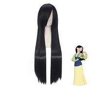HBYLEE -Wig for cosplay Film Mulan Cosplay Wig 80 cm Black Long Straight Princess Women Girls Synthetic Halloween Party Role Play Wigs