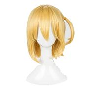 HBYLEE -Wig for cosplay Haikyu!! Voleiball Hitoka Yachi Cosplay Wigs Short Golden Heat Resistant Synthetic Hair Wig + Wig Cap