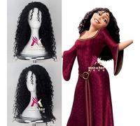 HBYLEE -Wig for cosplay Halloween Women Tangled Mother Gothic Wig Witch Gothic Role Play Black Wavy Hair Rapunzel Mother Wig