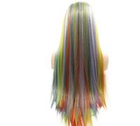 HBYLEE -Wig for cosplay Mermaid Colourful Wig Pink Purple Green Blue Orange Red Pastel Blend Colour Synthetic Lace Front Wigs Ladies Party Cosplay Wig 26 pulgadas