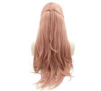 HBYLEE -Wig for cosplay Natural Hairline Pink Wig Long Fishtail Braided Synthetic Lace Front Wigs for Women Coaplsy Long Rose Gold Heat Resistant Fibre Drag Queen Wigs 26 pulgadas