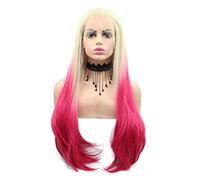 HBYLEE -Wig for cosplay Natural Wig Long Drag Queen White Blonde 613 Red Pink Sintético Lace Front Wig Heat Safe Women's Party Cosplay Makeup Wig