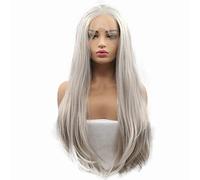 HBYLEE -Wig for cosplay Peluca de mujer rubio sintético rubio sintético pelucas naturales rectas suaves ceniza rubia media mano Tied Long Heat Friendly Hair for Party Cosplay 26 pulgadas