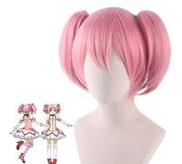 HBYLEE -Wig for cosplay peluca para COS peluca e rosa niña mágica Madoka ojos de ciervo redondos incienso cuadrado sub dream