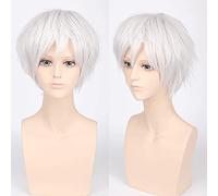 HBYLEE - Wig for cosplay Short Wavy Red Silver Grey Light Gold Yellow Green Pink Purple Orange White Synthetic Hair Fringe Universal Cosplay Wig + Wig Cap 1