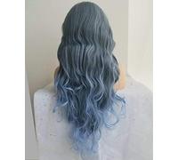 HBYLEE -Wig for cosplay Smoky Grey Wig Ombre Pastel Blue Lace Front Wig Long Wavy Hair Dirty Grey Drag Queen Women's Cosplay Wigs for Women Festival Travel Holidays