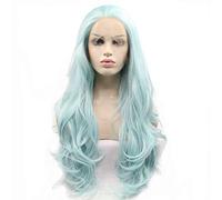 HBYLEE -Wig for cosplay Teal Green Wig Pastel Colour Heat Heat Synthetic Lace Front Wigs for Women Cosplay Half Hand Tied Natural Wave Free Part Drag Queen Summer Cool 60 cm