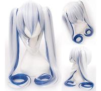 HBYLEE -Wig for cosplay Vocaloid Hatsune Miku Peluca Colas de Caballo Negro Rock Shooter Senbon Zakura Cosplay Peluca Pelo Largo Azul Verde Negro Rosa Silve + Gorro de Peluca Cy120-13
