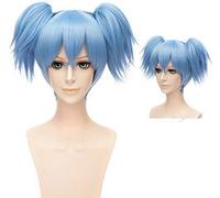 HBYLEE - Wig for cosplay Wig Anime Cosplay Anime Assassination Classroom Cosplay Wig Shiota Nagisa Blue Synthetic Hair Short Base Wig Ponytails