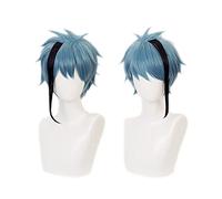 HBYLEE - Wig for cosplay Wig Anime Cosplay Twisted Wonderland Cosplay Floyd Leech Jade Leech Wig Blue Black Short Heat Resistant Fibre Hair Halloween Carnival Game Wigs