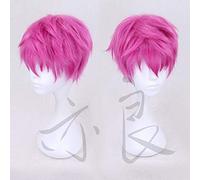 HBYLEE - Wig for cosplay Wig Anime Cosplay Wig The Disastrous Life of Saiki K.Glasses Saiki Kusuo Men's Short Pink Synthetic Hair
