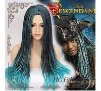 HBYLEE Wig for Descendants Cosplay Wig Uma Ursula Daughter Braids 75 cm Long Green Black Dreadlocks Synthetic Hair for Adult + Wig Cap Descendants as the picture[Color:Negro, Verde]