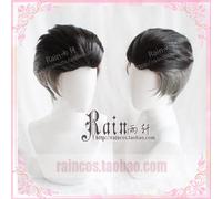 HBYLEE Wig for Men Short Black Grey Mix Synthetic Wig YURI!!! on Ice Otabek ALTIN Slicked-back Cosplay Wig + Wig Cap YURI on ICE as the picture [Color:nach Plan]