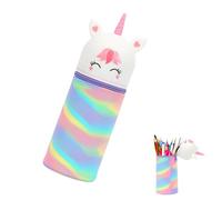 HBYMYDA Estuche Escolar 2 en 1 Kawaii Unicornio Estuche de Silicona Telescópico Animales Portalápices para Lápices de Colores Rotuladores