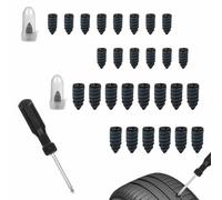 HBYMYDA Kit de Clavos de Reparación de Neumáticos de 30Piezas Herramienta de Clavos de Goma para Neumáticos con Destornilladores Tornillos de Neumáticos para Bicicletas y Motos
