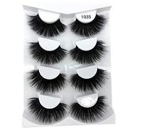 HBZGTLAD 4 pares de pestañas postizas de pelo de visón en 3D, cruzadas y esponjosas, longitud de 25 mm, extensiones de pestañas hechas a mano, herramientas de maquillaje de ojos (1035)