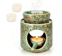Hbzunt Lámpara aromática con portavelas y 2 velas aromáticas de cera | Difusor de aroma para aromaterapia y relajación de bienestar, lámparas aromáticas para aceites esenciales
