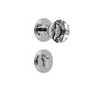 HC-621 cerradura dividida de aleación de zinc, manija de bola de cristal, cerradura de puerta de madera for habitación silenciosa interior, cerradura de puerta de canal(Bright chrome)