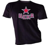HC CSKA Moscow Khl Russian Professional Hockey T-Shirt Russia tee O Neck tee Black L