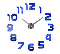HC&WT Mute DIY Reloj De Pared, 3D con Números Adhesivos Reloj Pared Espejo Pegatina Sin Marco Tamaño Grande Reloj Decoración Ideal para La Casa Oficina Hotel Restaurante (Azul)