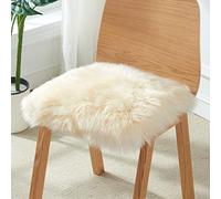 HC&WT Piel De Oveja Natural Cuadrada del Asiento, Piel De Lana Pura Super Shaggy Car Súper Suave De La Silla La Silla De Escritorio De Oficina (Crema,40x40cm(16x16inch))