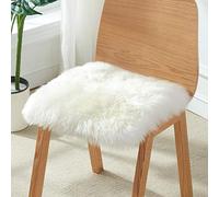 HC&WT Piel De Oveja Natural Cuadrada del Asiento, Piel De Lana Pura Super Shaggy Car Súper Suave De La Silla La Silla De Escritorio De Oficina (Blanco,50x50cm(20x20inch))