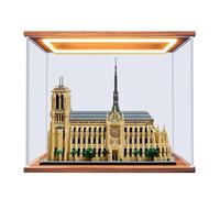 HCAEIOFJ Vitrina acrílica transparente para Lego Architecture 21061 aplicable para Notre-Dame, caja de regalo (solo vitrina) (parte inferior de nogal + luz superior)