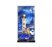 HCAEIOFJ Vitrina acrílica transparente para Lego Ideas 21335, aplicable para faro motorizado, caja de exhibición diseñada para regalo (solo vitrina) (fondo negro + fondo)