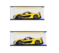 HCAEIOFJ Vitrina acrílica transparente para Lego Technic 42172, aplicable para McLaren P1 Hypercar, caja de regalo (solo vitrina negra) (parte inferior negra + luz superior)