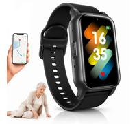 HCAUYNN Reloj GPS para Ancianos con Tarjeta SIM 4G, SOS Emergencia, Aviso de Caída, Historial de Ruta, Zona de Seguridad, Recordatorios Black