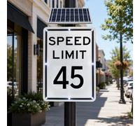 HCAUYNN Señal LED de límite de velocidad solar de 15 mph - Señal de tráfico reflectante de aluminio para seguridad de carretera privada y aparcamiento, 45 mph