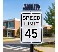 HCAUYNN Señal solar de límite de velocidad con luces LED intermitentes, señal de advertencia reflectante para exteriores para estacionamiento y campus, 45 mph