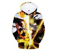 Hcenxan Saitama Sudadera de Manga Larga Animación Periférica Ropa Adulto Sudadera con Capucha Impresión Digital Color 3D, Un Regalo Para Un Amigo