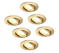 HCFEI Foco LED empotrable, regulable, oro mate, redondo, giratorio, 5 W, plano, 230 V, foco empotrable, 68 mm, ángulo de haz de 120°, blanco cálido, 3000 K (paquete de 6)