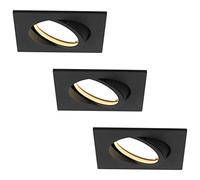 HCFEI Foco LED empotrable ultra plano 425 lúmenes 230 V 5 W regulable carcasa cuadrada giratoria negro (3 - blanco cálido)