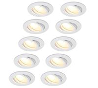 HCFEI Juego de 10 focos LED empotrables regulables, color blanco, orientable, 5 W, plano, 230 V, foco empotrable, 68 mm, ángulo de haz de 120 °, blanco cálido 3000 K